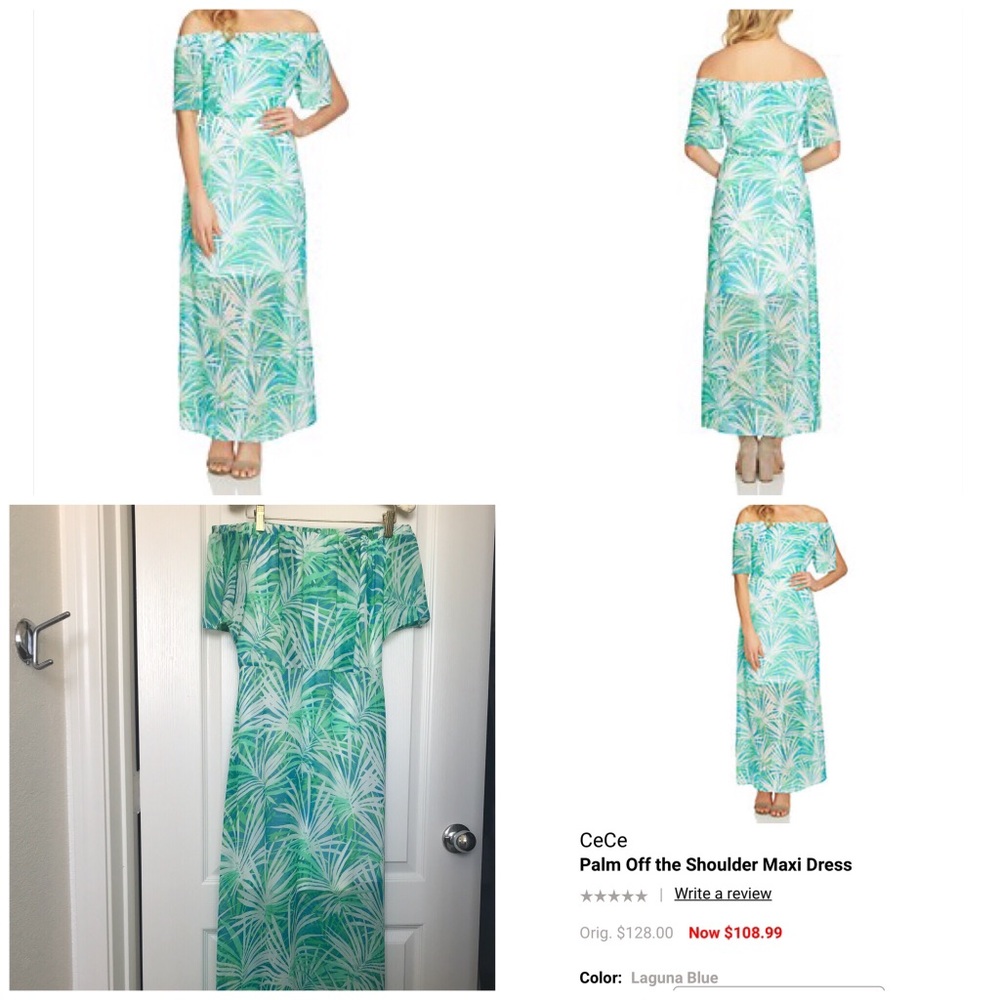 Cece-Palm Off the Shoulder Maxi Dress